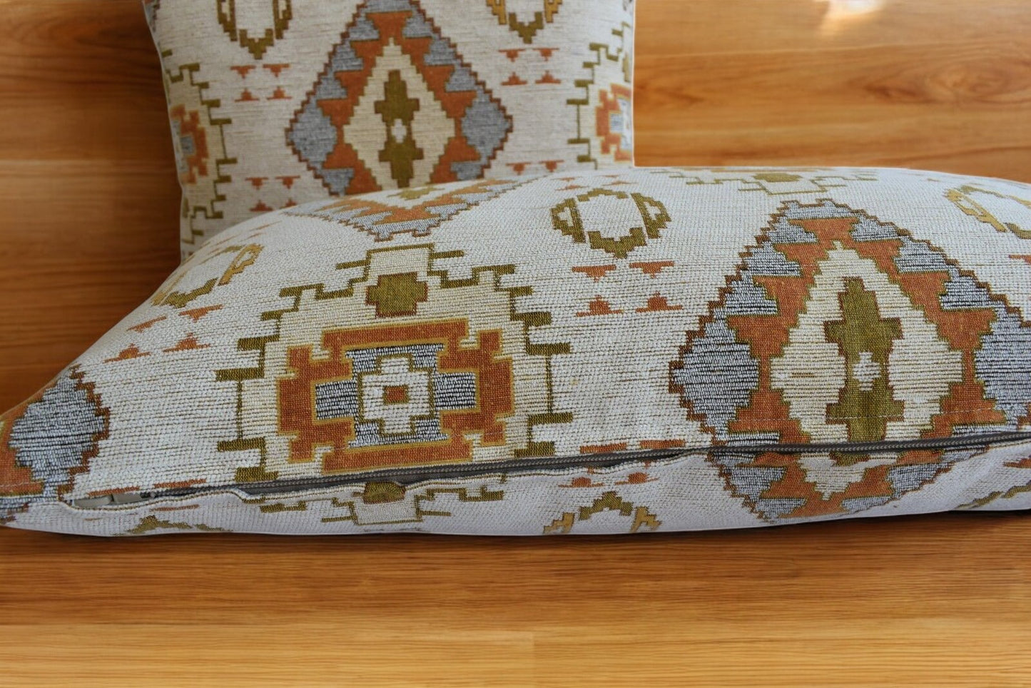 2 pcs/set Kilim Design Fabric Pillow Cover Handmade Ethnic Tribal Boho Lumbar