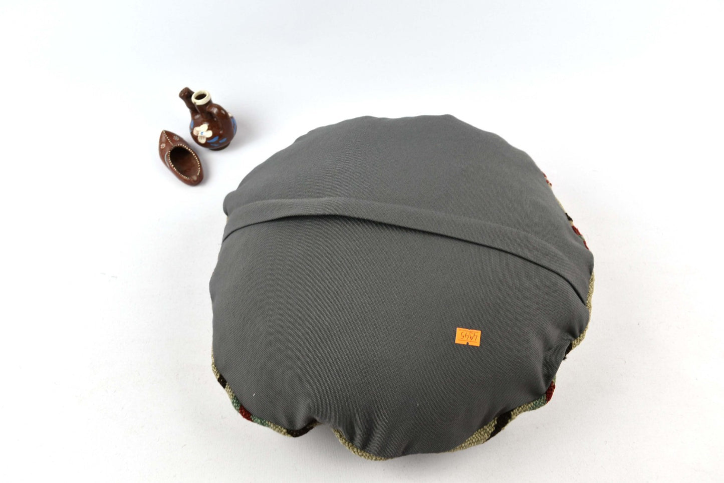 Kilim Round Pillow Cover 18" in Tribal Vintage Turkish Carpet Round Cushion 4945