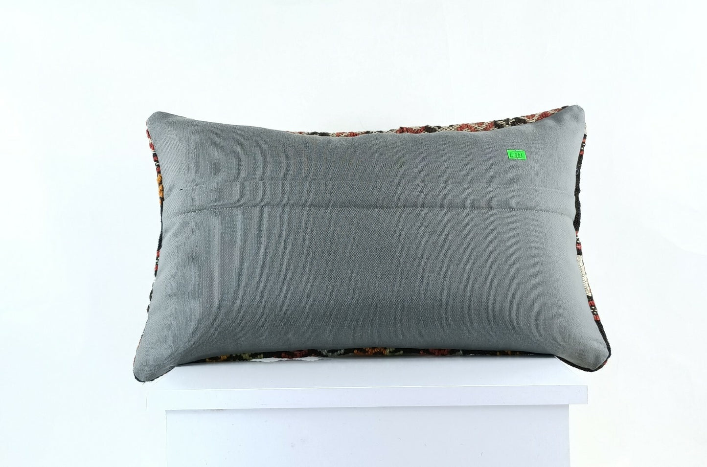 Kilim Pillow Cover 12x20 Handmade Turkish Rug Boho Ethnic Lumbar Cushion E1068