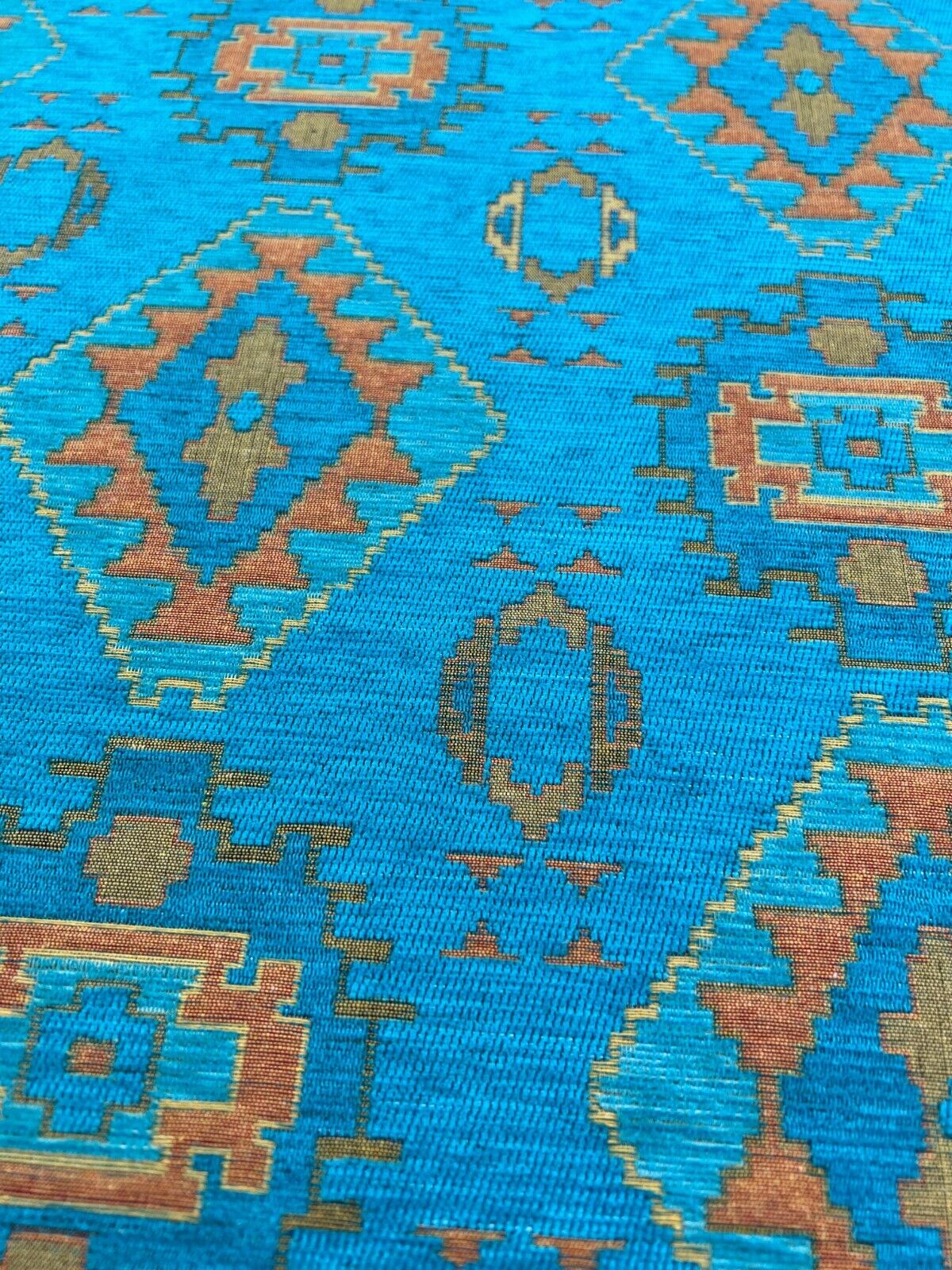 Kilim Fabric Luxury Upholstery Turquoise Boho Turkish Tribal Oriental Tapestry