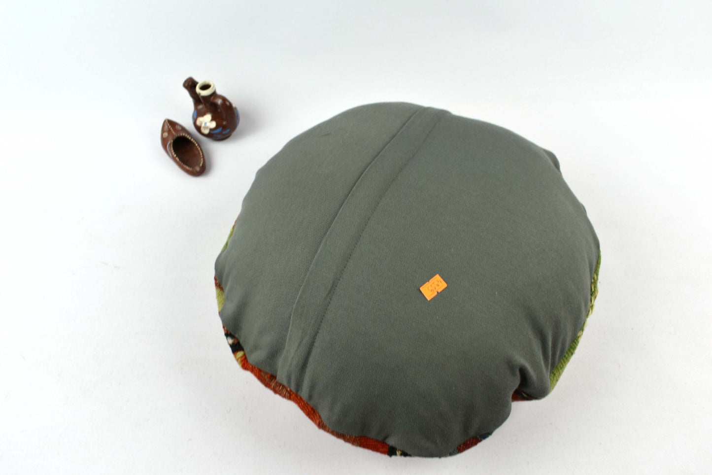 Kilim Round Pillow Cover 18" in Tribal Vintage Turkish Carpet Round Cushion 4959