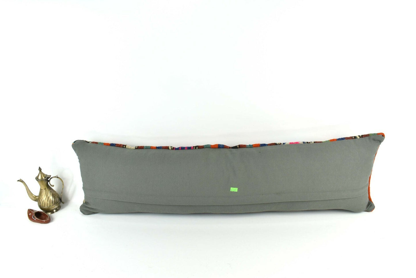 Long Kilim Pillow Cover 12x42 Handmade Oushak Rug Ethnic Ottoman Lumbar A2095