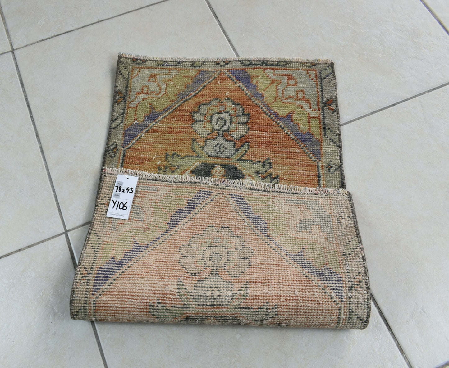 Turkish Runner 2.5x1.4 ft Mini Anatolian Rug Vintage Runner Turkish Runner Y106