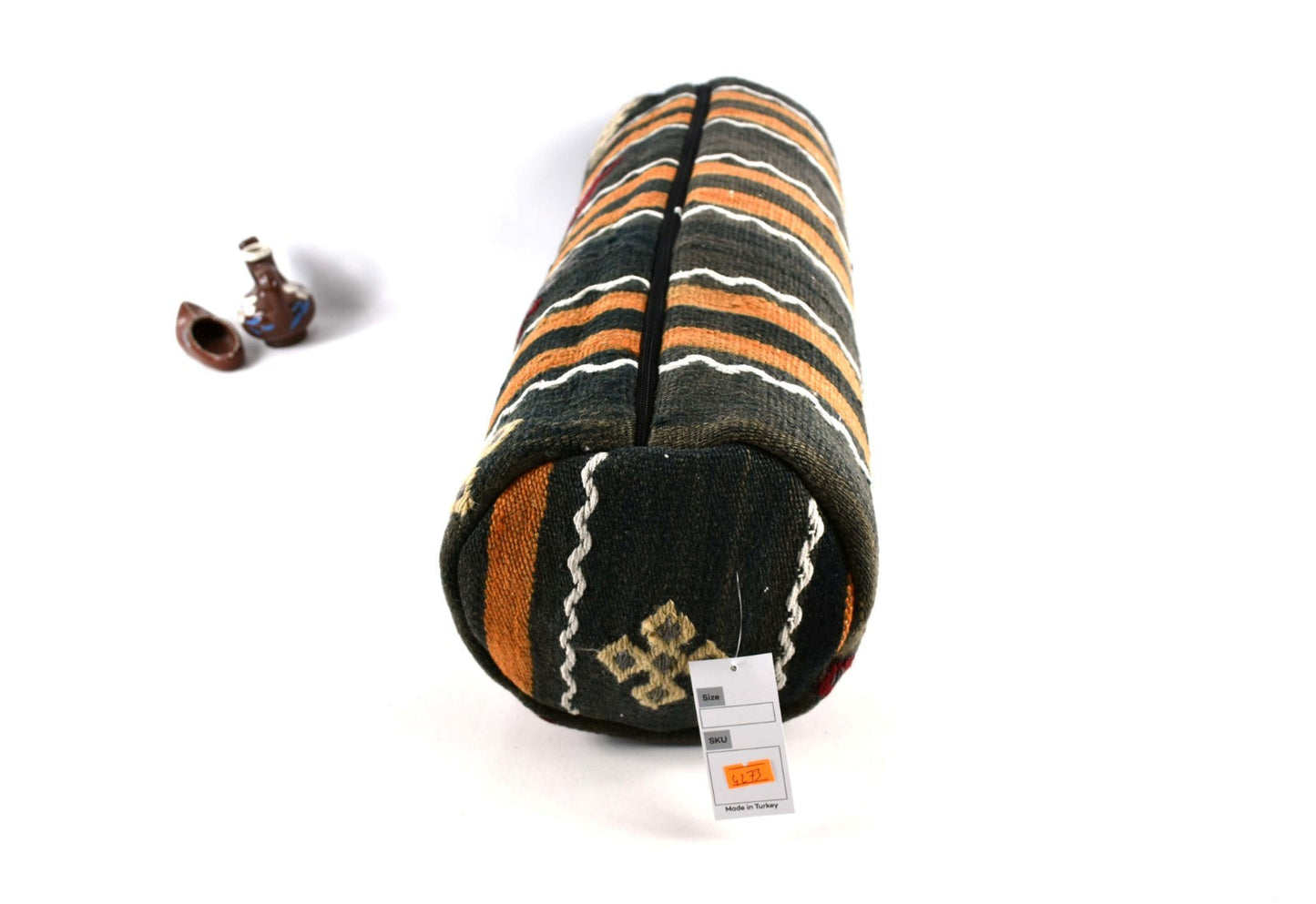 Kilim Bolster Pillow Cover 8x20 in Tribal Vintage Turkish Carpet Bolster Cushion