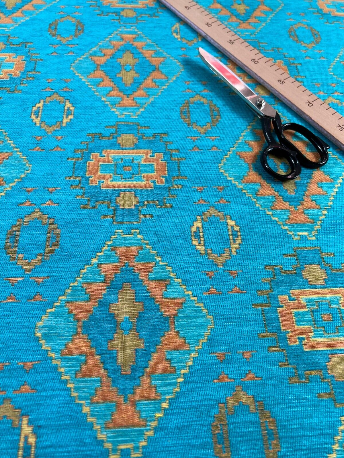 Kilim Fabric Luxury Upholstery Turquoise Boho Turkish Tribal Oriental Tapestry