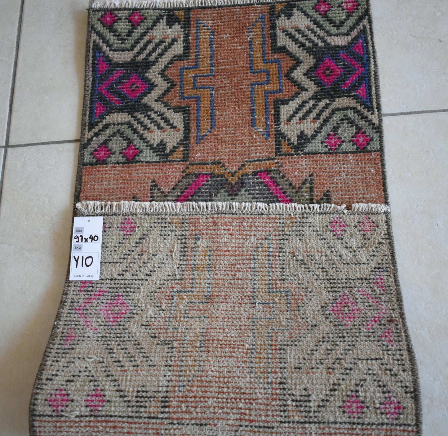 Oushak Runner 3.1x1.3 ft Vintage Turkish Rug Small Runner Anatolian Rug Y10