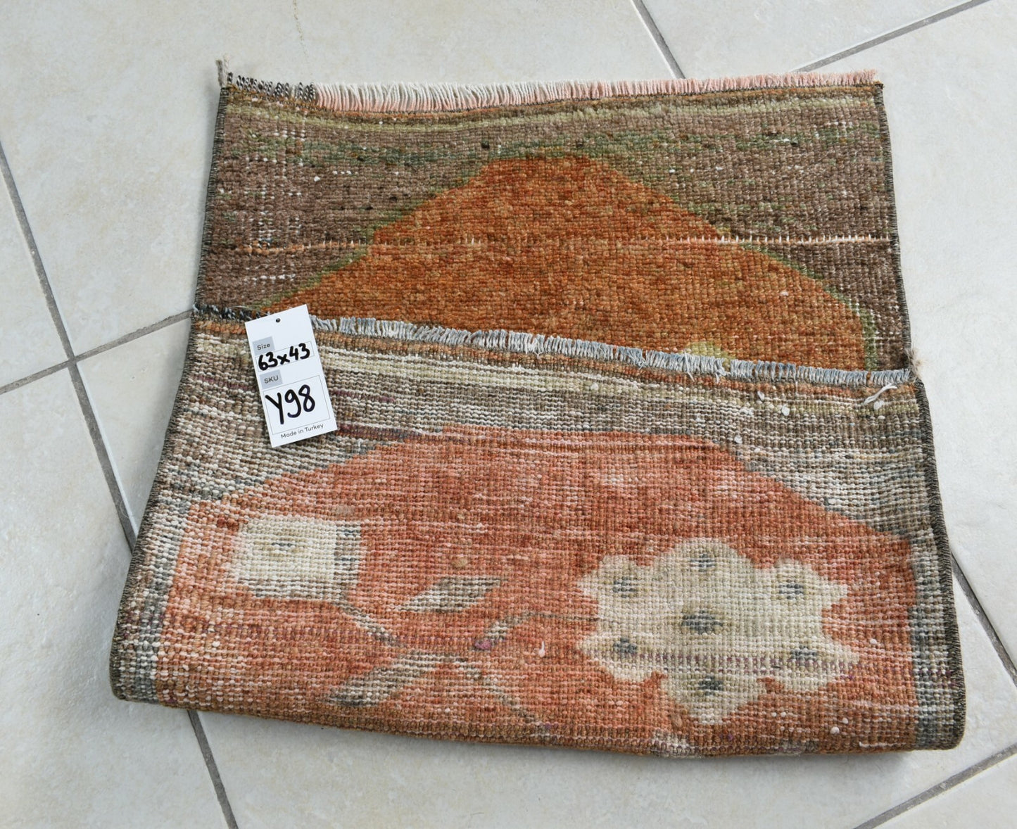 Vintage Runner 2x1.4 ft Mini Turkish Rug Oushak Runner Anatolian Runner Y98