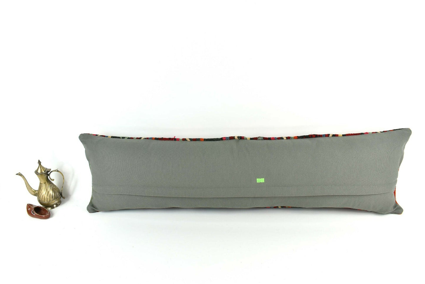 Long Kilim Pillow Cover 12x42 Handmade Oushak Rug Ethnic Ottoman Lumbar A2084