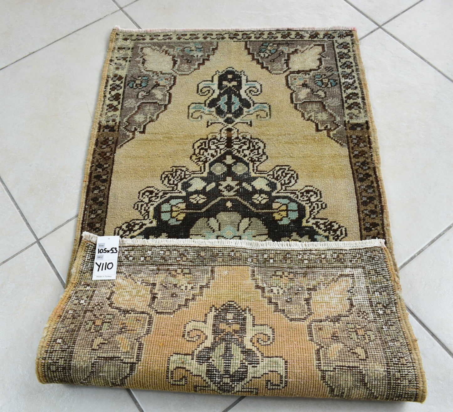 Turkish Runner 3.4x1.7 ft Mini Anatolian Rug Vintage Runner Turkish Runner Y110