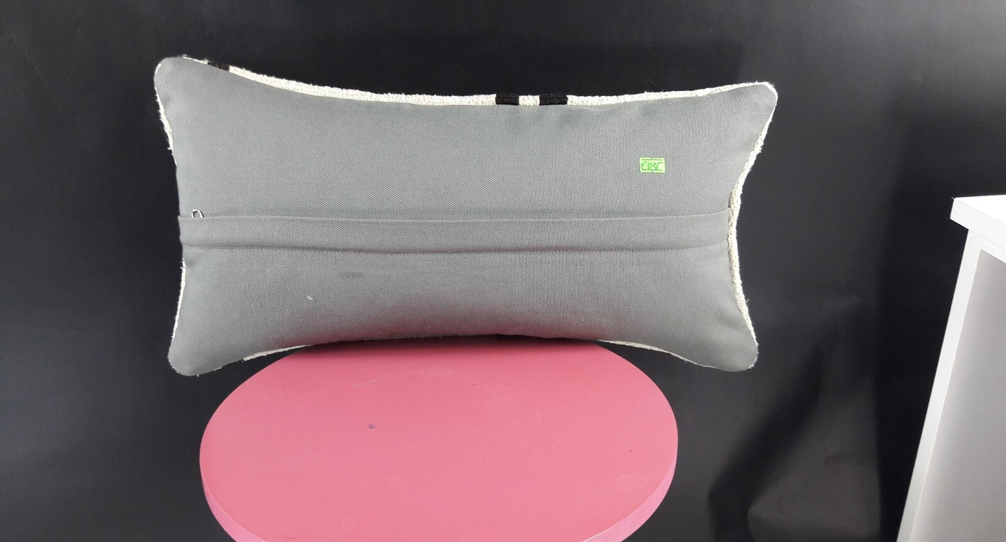 10x20 Kilim Lumbar Pillow Cover Vintage Ethnic Oushak Kilim Pillow Cover E1135