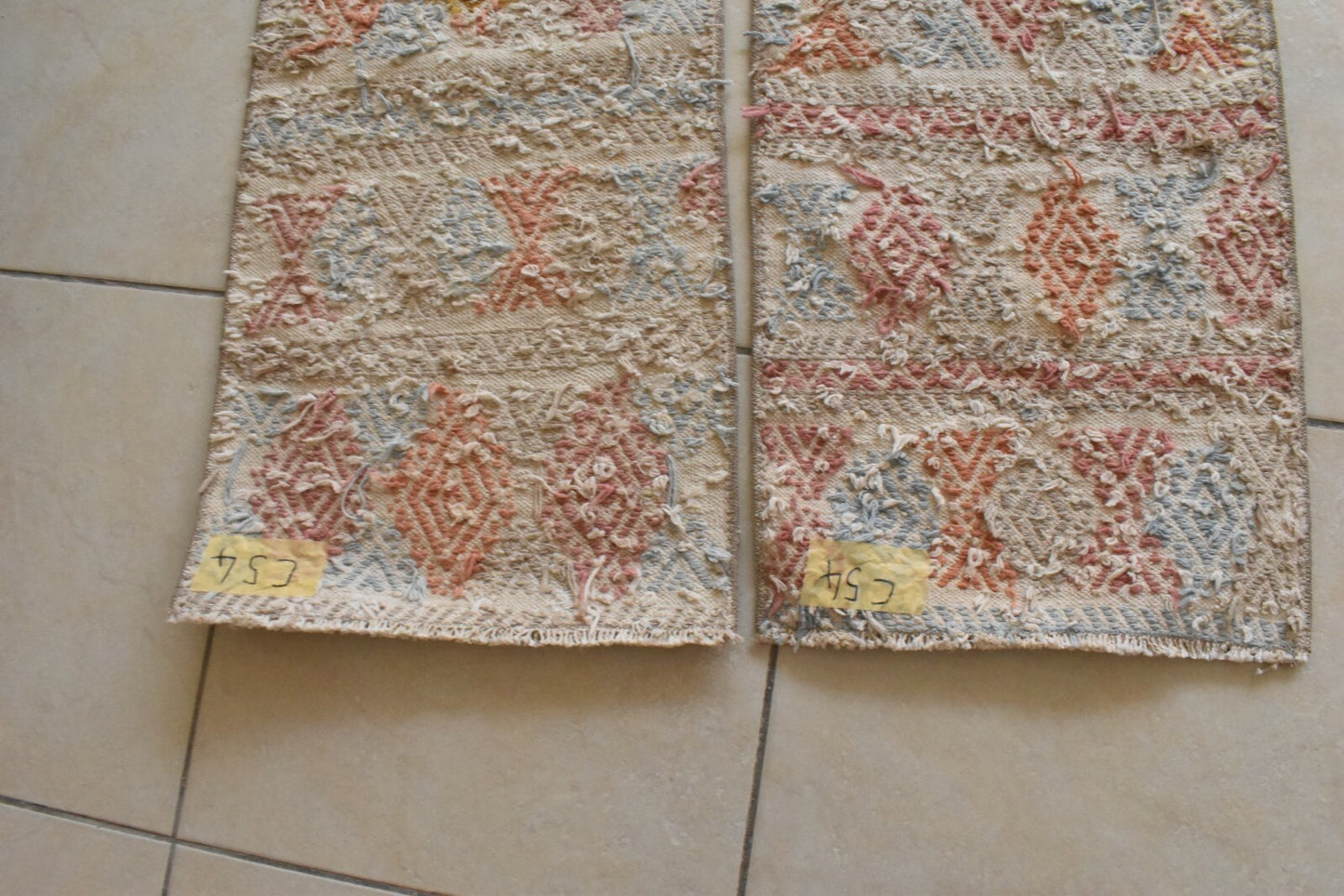 Double Small Kilims 1.3 x 3.1 ft Vintage Handmade Entryway Hallway Runner C54