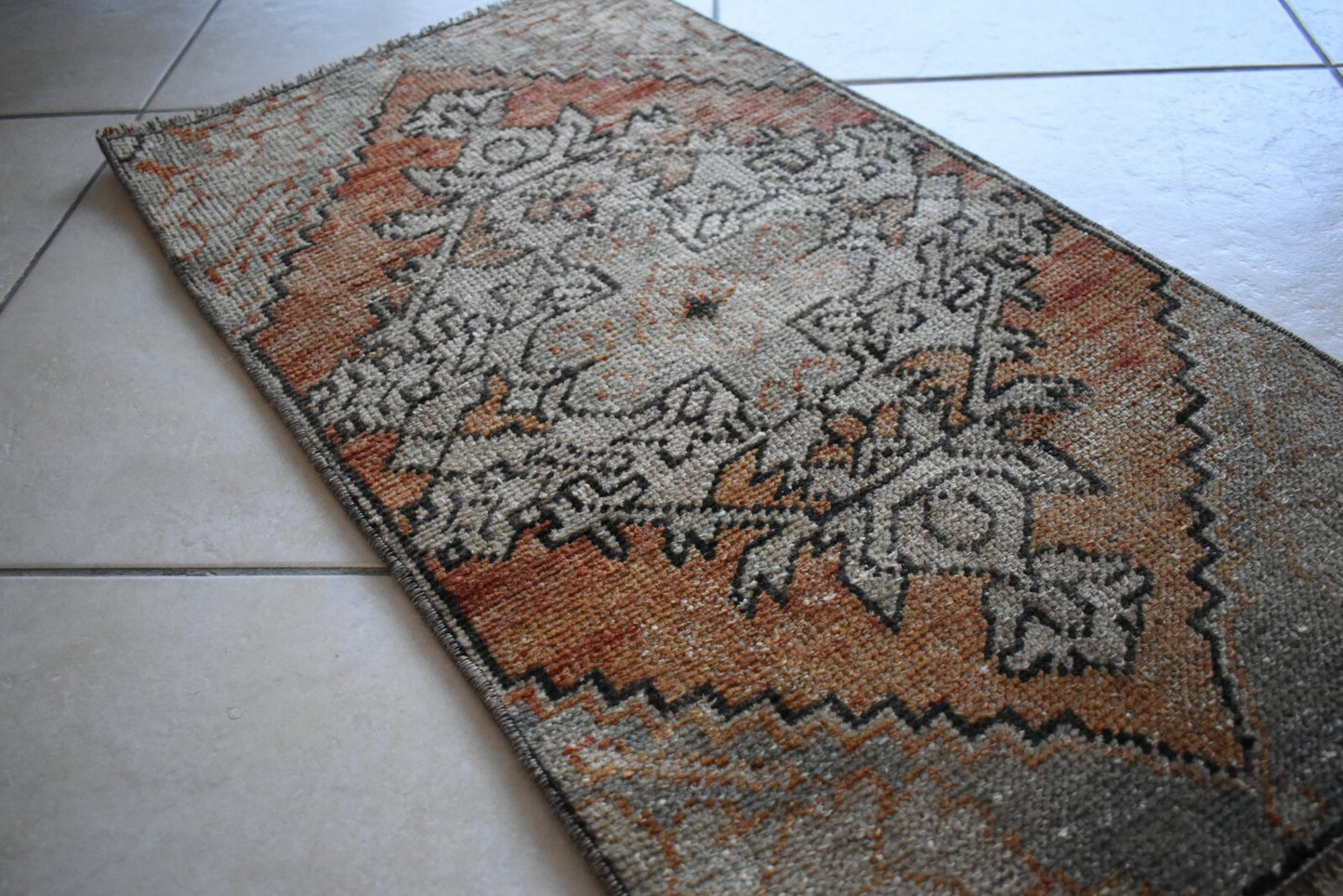 2.6x1.4 ft Small Turkish Runner Vintage Oushak Rug Anatolian Rug Faded Rug Y01