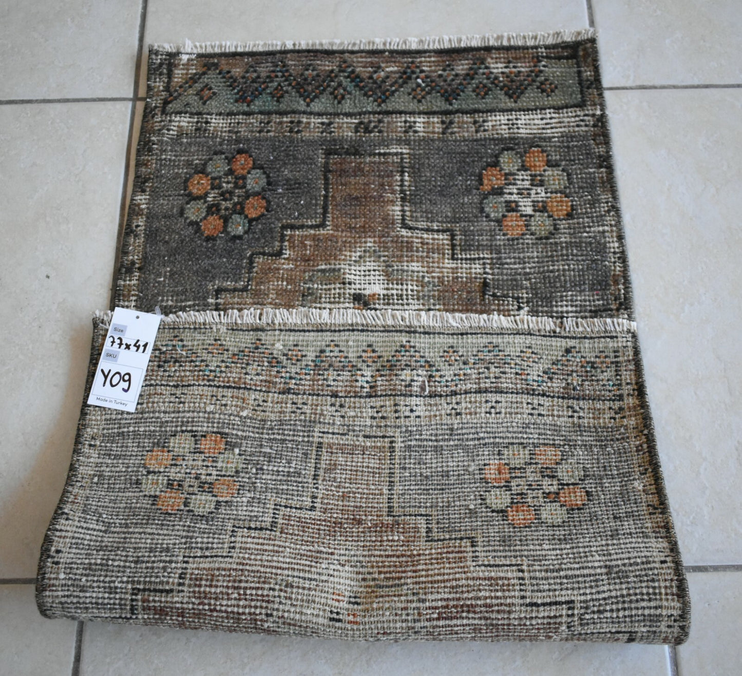 Oushak Runner 2.5x1.3 ft Vintage Turkish Rug Small Runner Anatolian Rug Y09