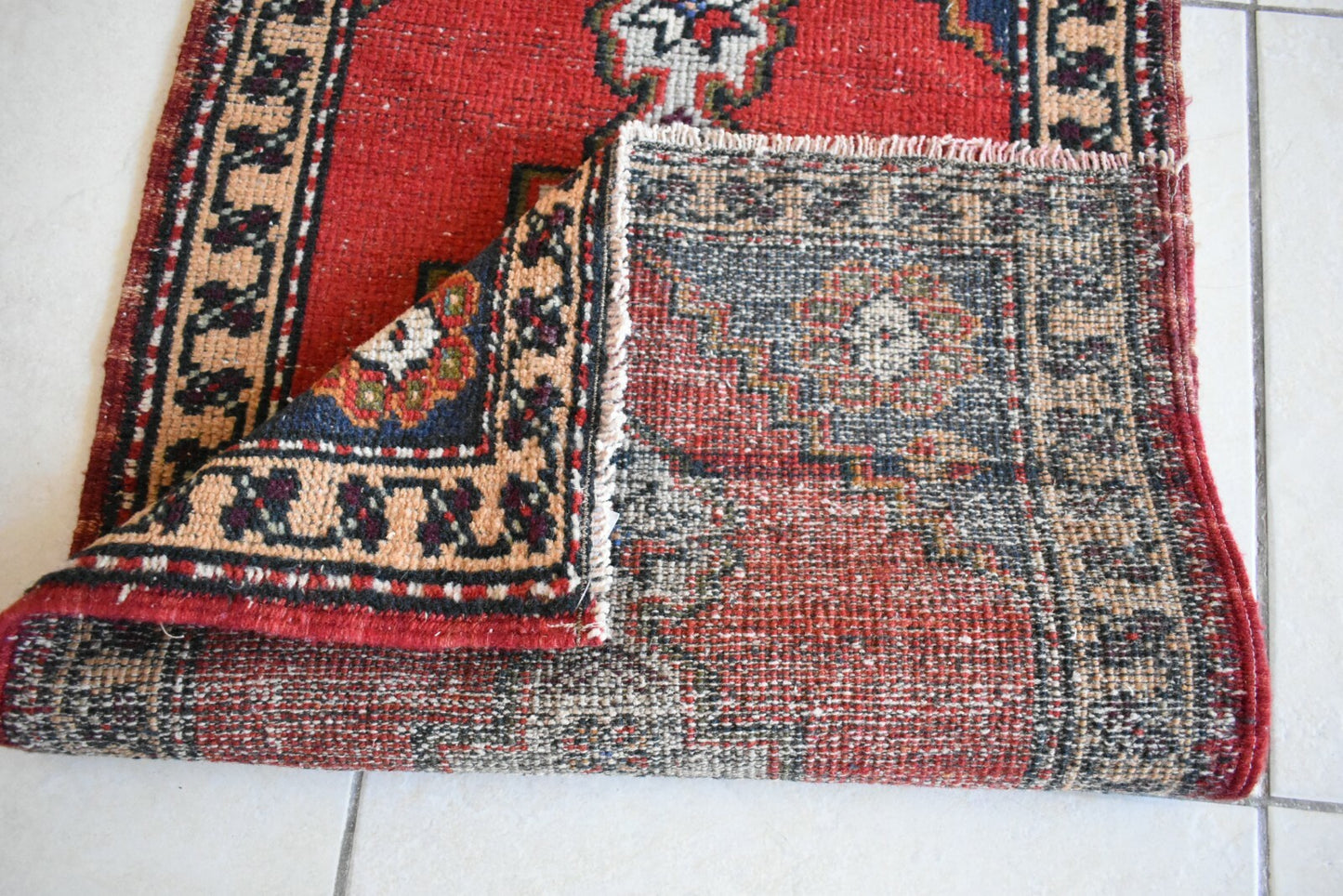 Anatolian Runner 3.2x1.7 ft Vintage Turkish Runner Oushak Runner Rug Y18