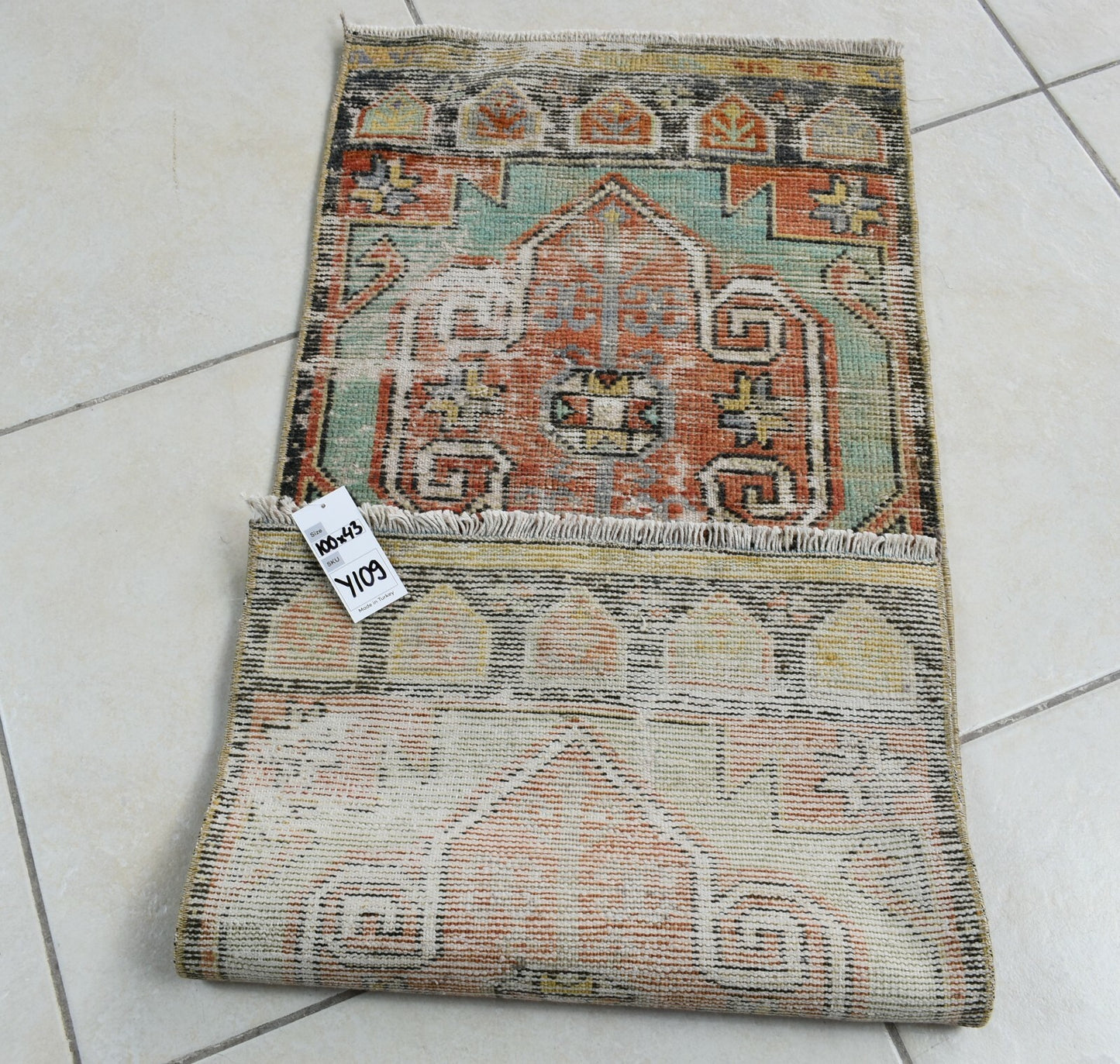 Turkish Runner 3.2x1.4 ft Mini Anatolian Rug Vintage Runner Turkish Runner Y109