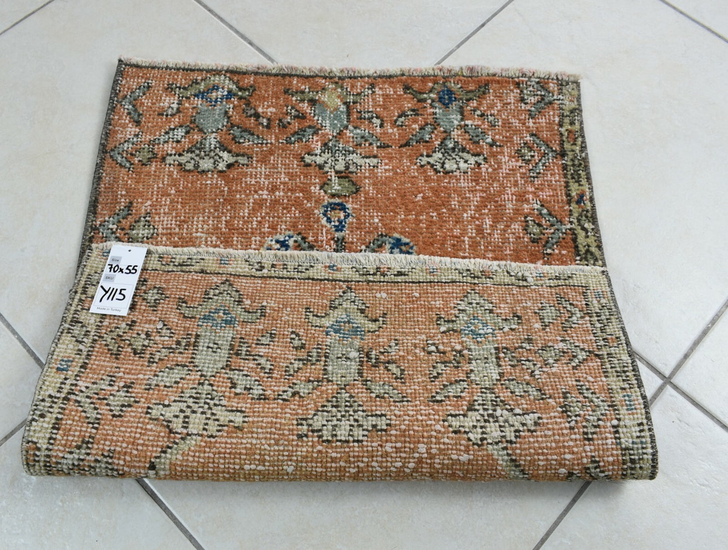Turkish Runner 2.2x1.8 ft Mini Anatolian Rug Vintage Runner Turkish Runner Y115