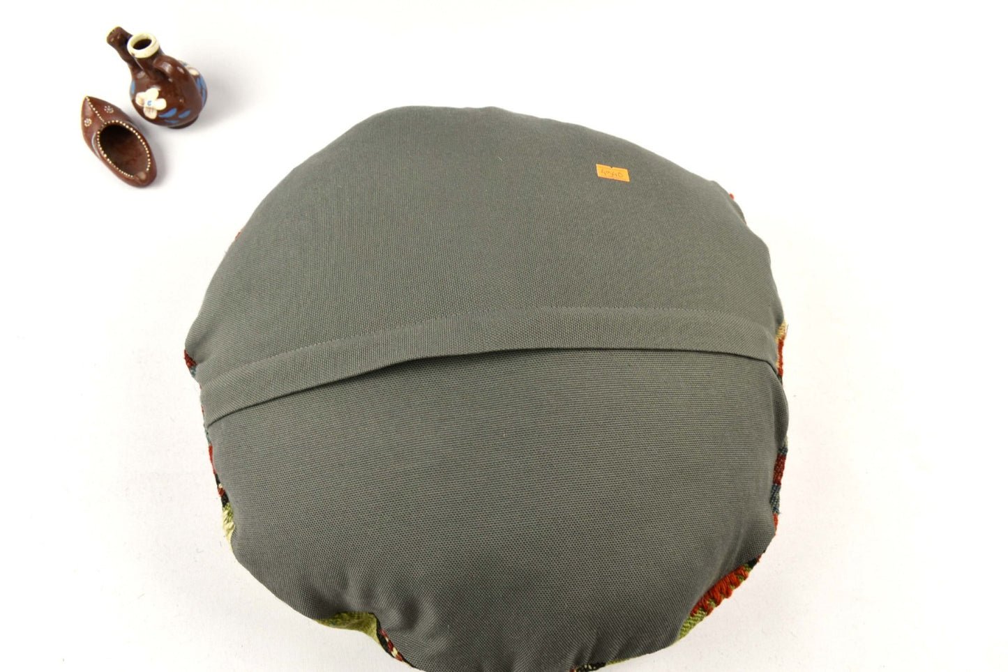 Kilim Round Pillow Cover 18" in Tribal Vintage Turkish Carpet Round Cushion 4940