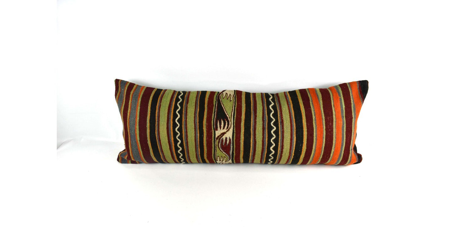 16x42 Kilim Pillow Cover Handmade Extra Large Turkish Lumbar Throw Pillow A2430
