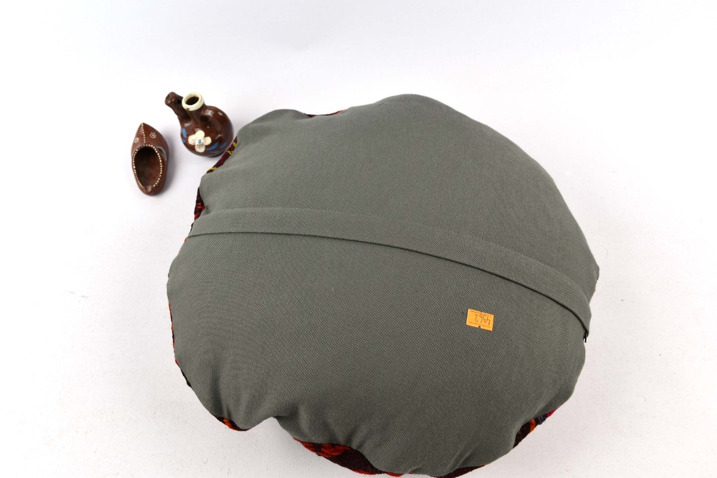 Kilim Round Pillow Cover 18" in Tribal Vintage Turkish Carpet Round Cushion 4962