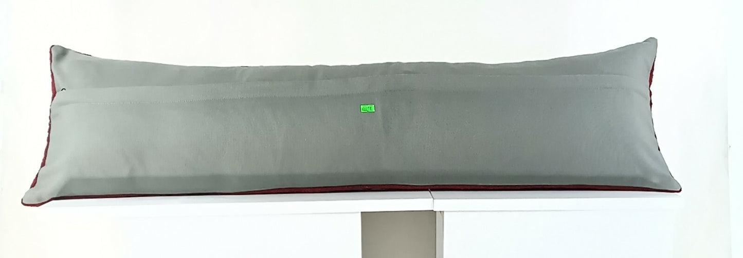 Long Kilim Pillow Cover 12x42 Handmade Oushak Rug Ethnic Ottoman Lumbar A1058