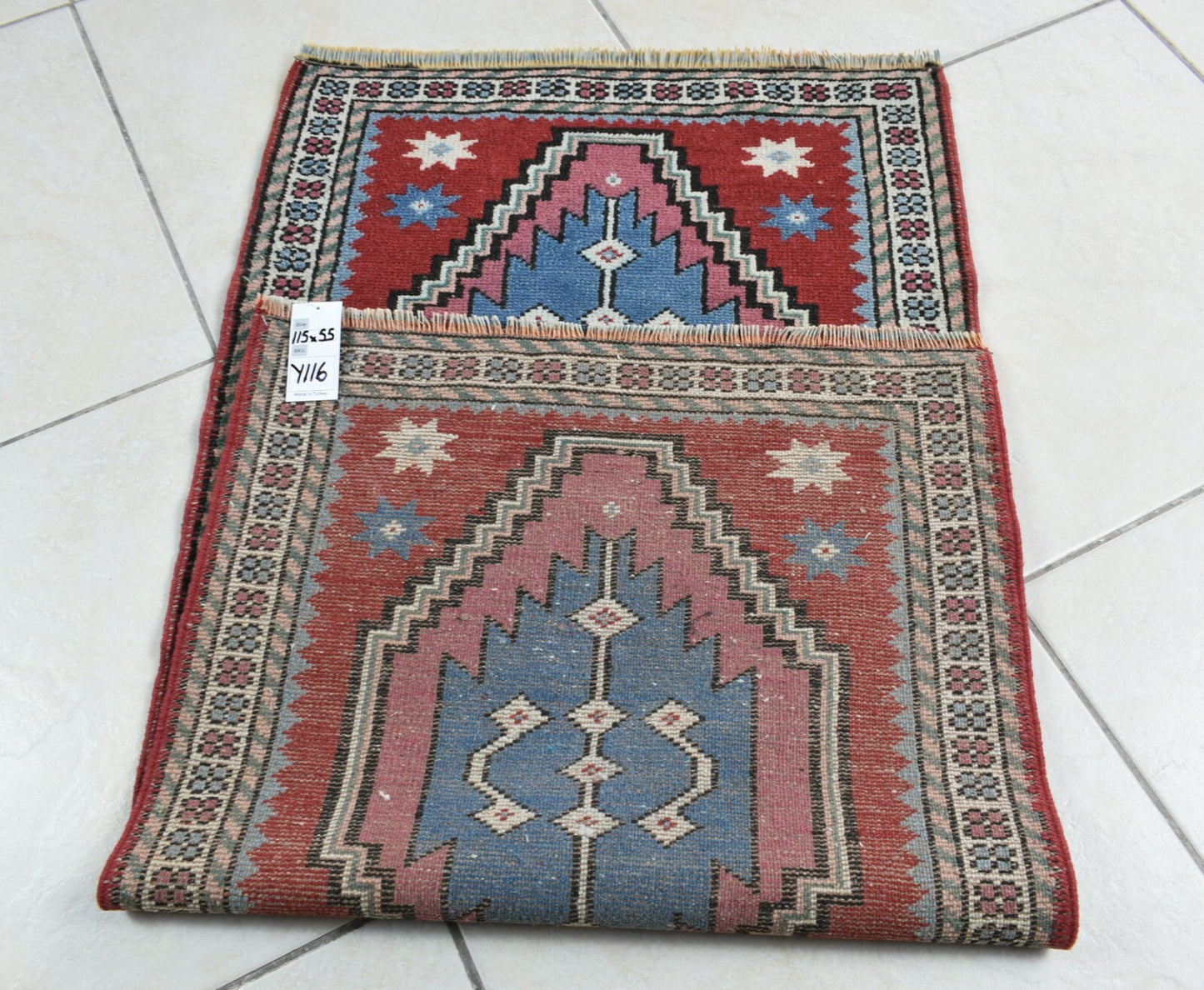 Turkish Runner 3.7x1.8 ft Mini Anatolian Rug Vintage Runner Turkish Runner Y116