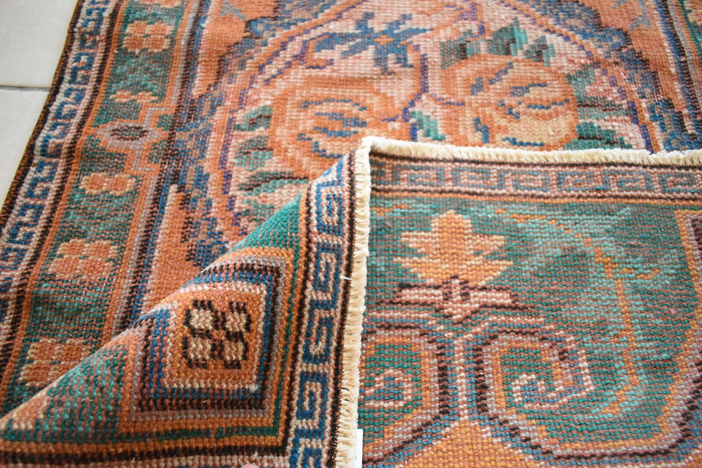 Small Turkish Runner 4.4x2.2 ft Vintage Runner Hallway Runner Handwoven Rug R14