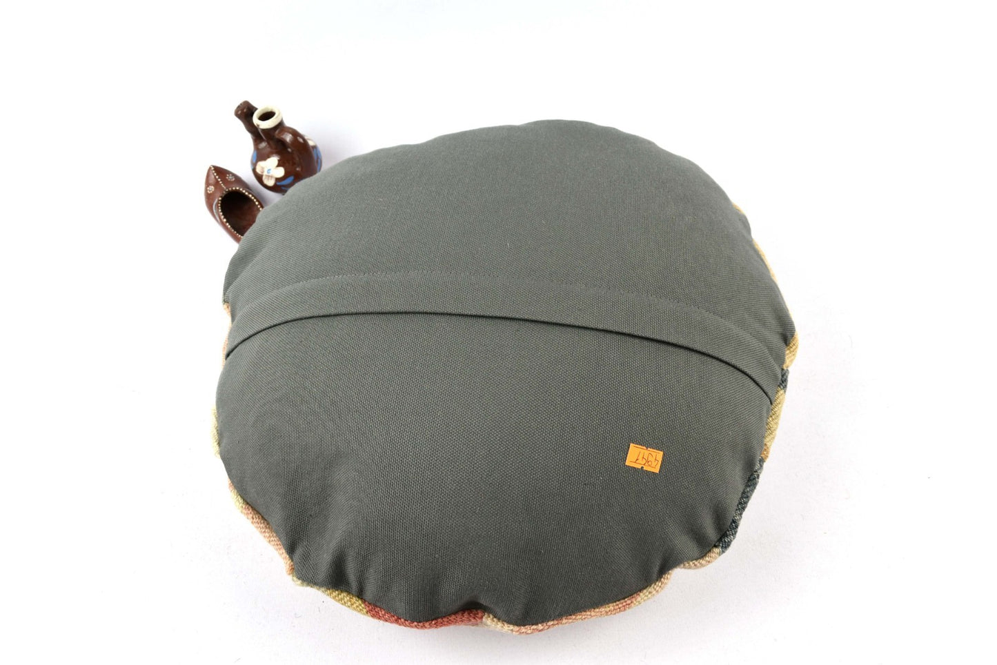 Kilim Round Pillow Cover 18" in Tribal Vintage Turkish Carpet Round Cushion 4941