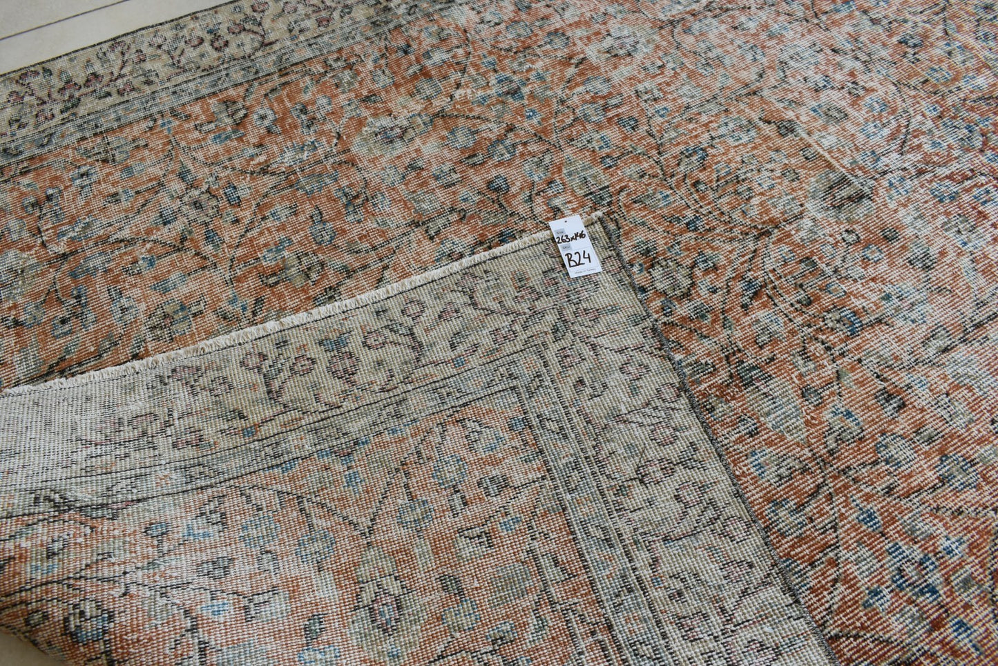 Large Turkish Rug 8.6x4.7 ft Vintage Rug Faded Oushak Rug Living Room Carpet B24