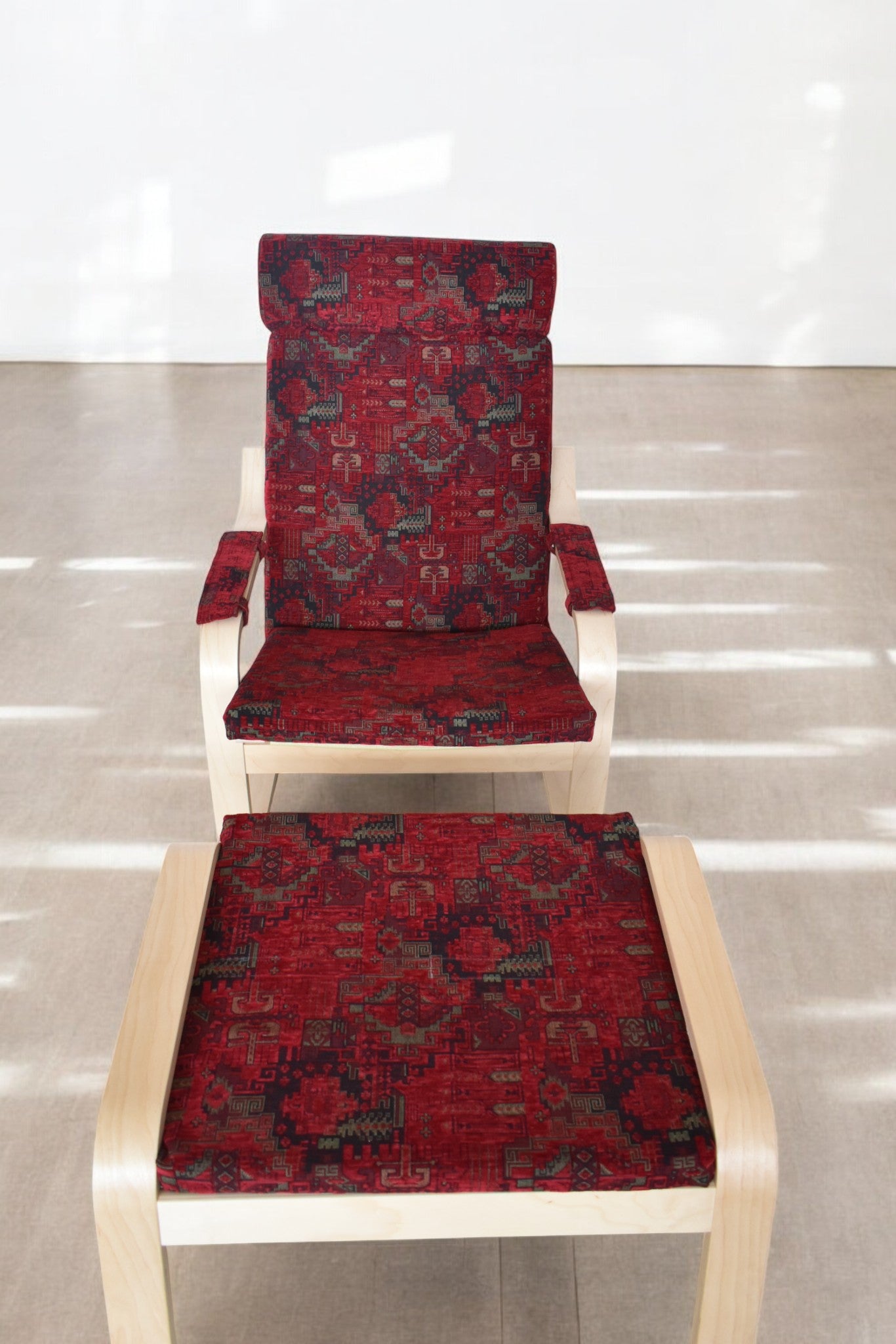 Kilim Designed Poang Armchair Slipcover with Footstool & Armrest Pads - Ethnic Pattern Seat Cover for Ikea Poäng