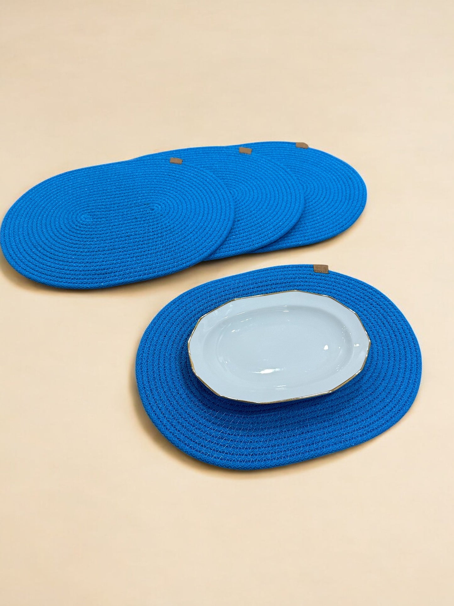 Oval Cotton Rope Placemats - Colorful Dining Table Mats, Decorative Placemats for Dining Table Décor