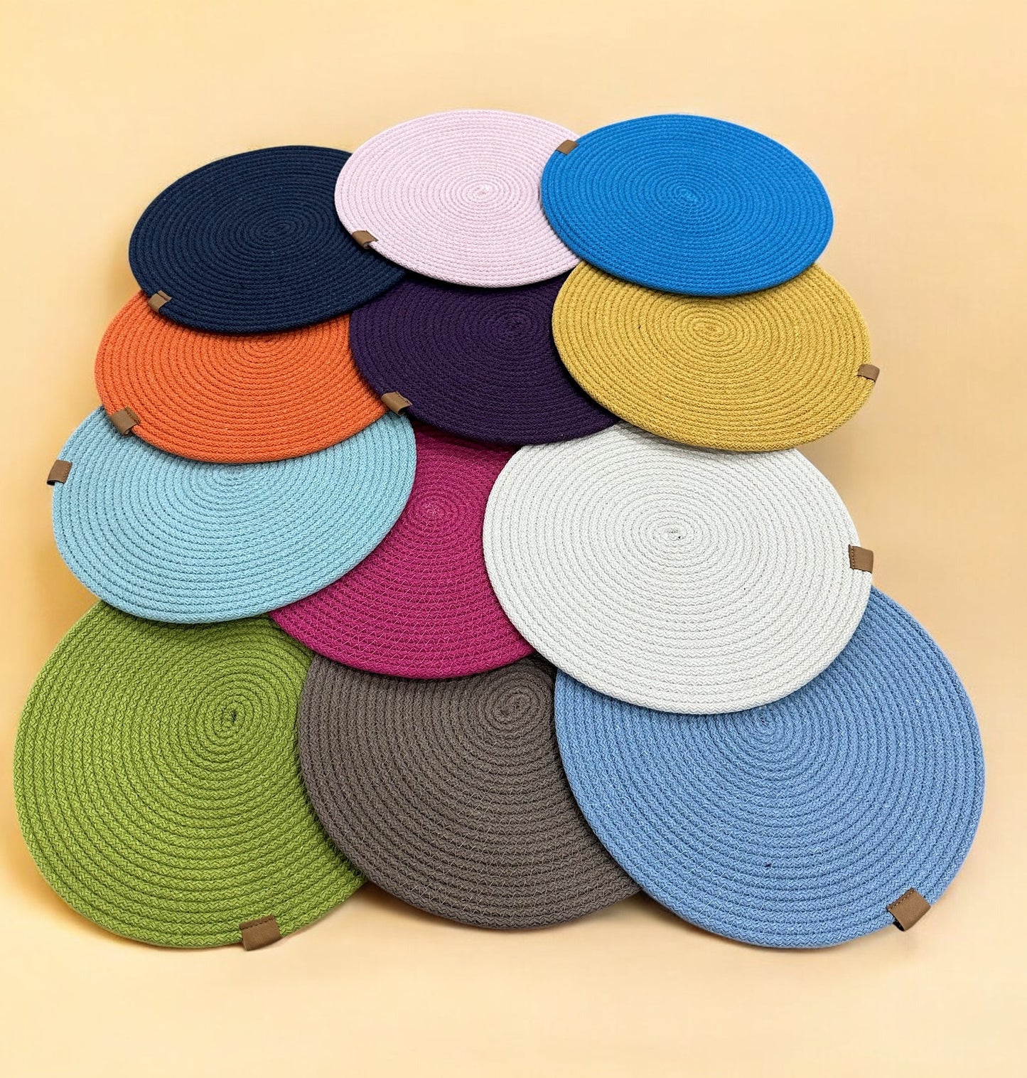 Cotton Rope Placemats - Round, Colorful Dining Table Mats, Decorative Placemats for Dining Table Décor