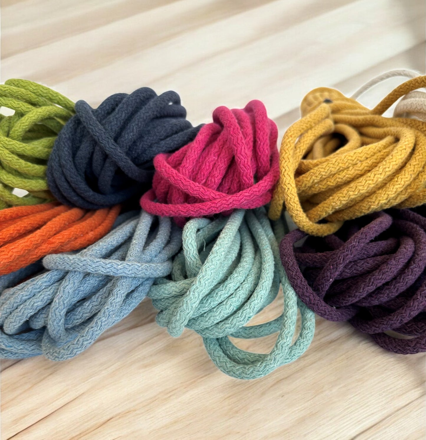 Braided Cotton Rope for DIY - Colorful Rope by the Yard for Baskets, Bowls, and Sewing Projects