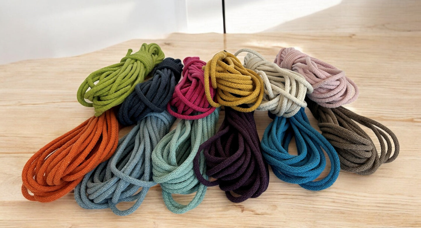 Braided Cotton Rope for DIY - Colorful Rope by the Yard for Baskets, Bowls, and Sewing Projects