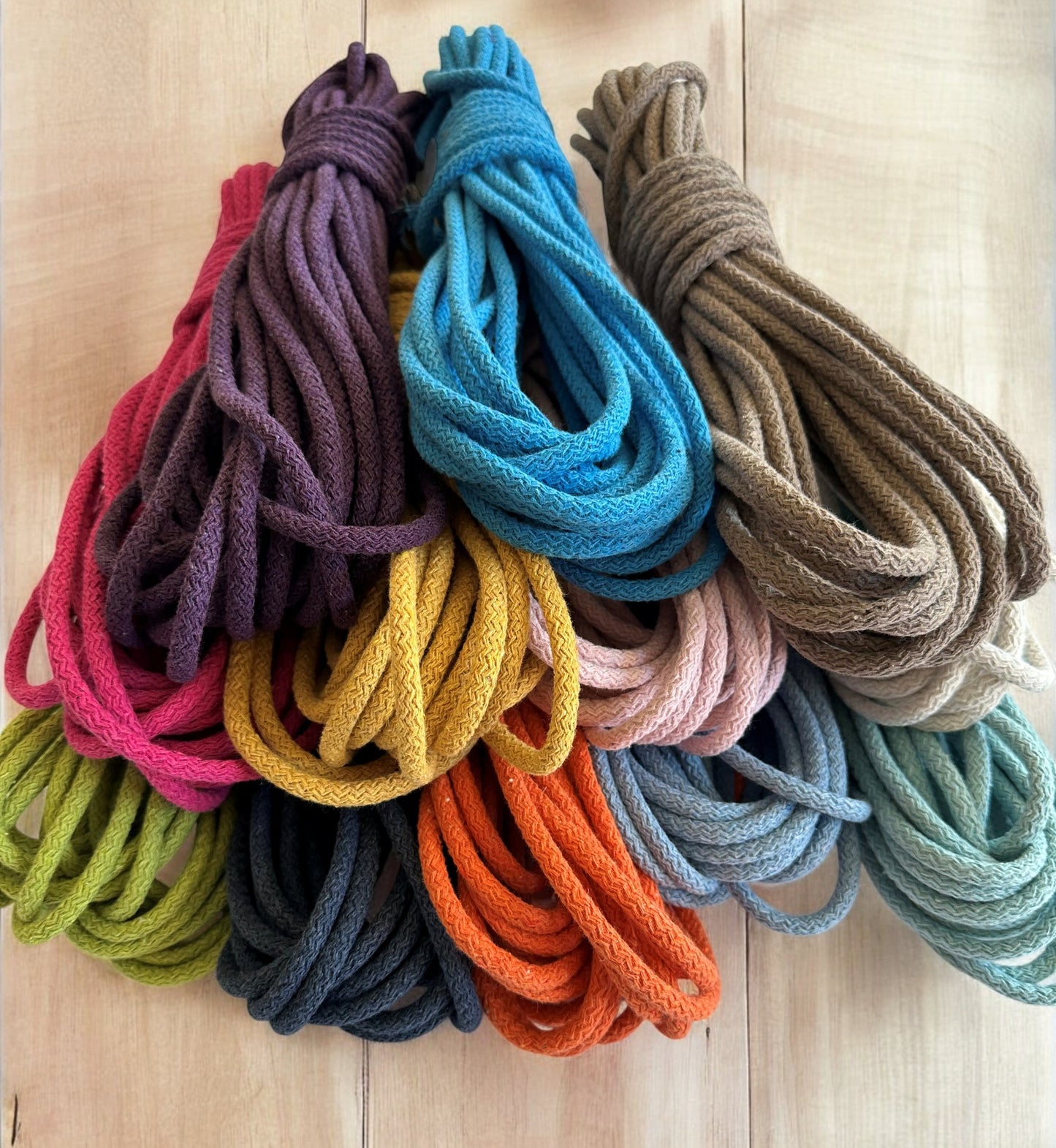 Braided Cotton Rope for DIY - Colorful Rope by the Yard for Baskets, Bowls, and Sewing Projects