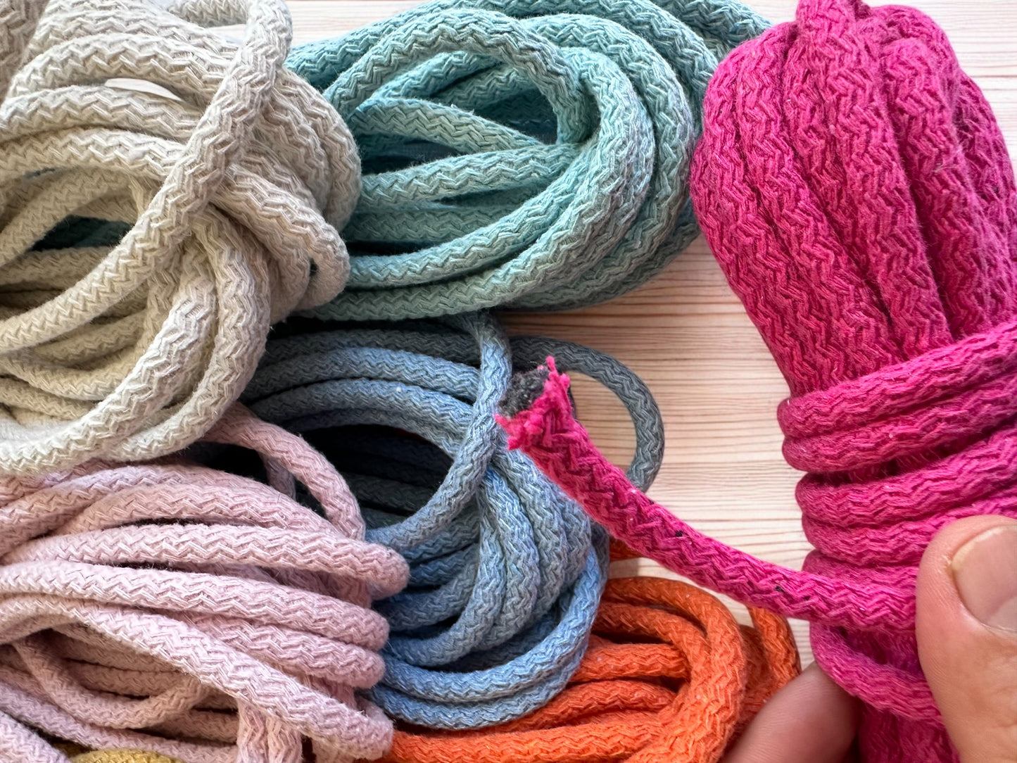 Braided Cotton Rope for DIY - Colorful Rope by the Yard for Baskets, Bowls, and Sewing Projects