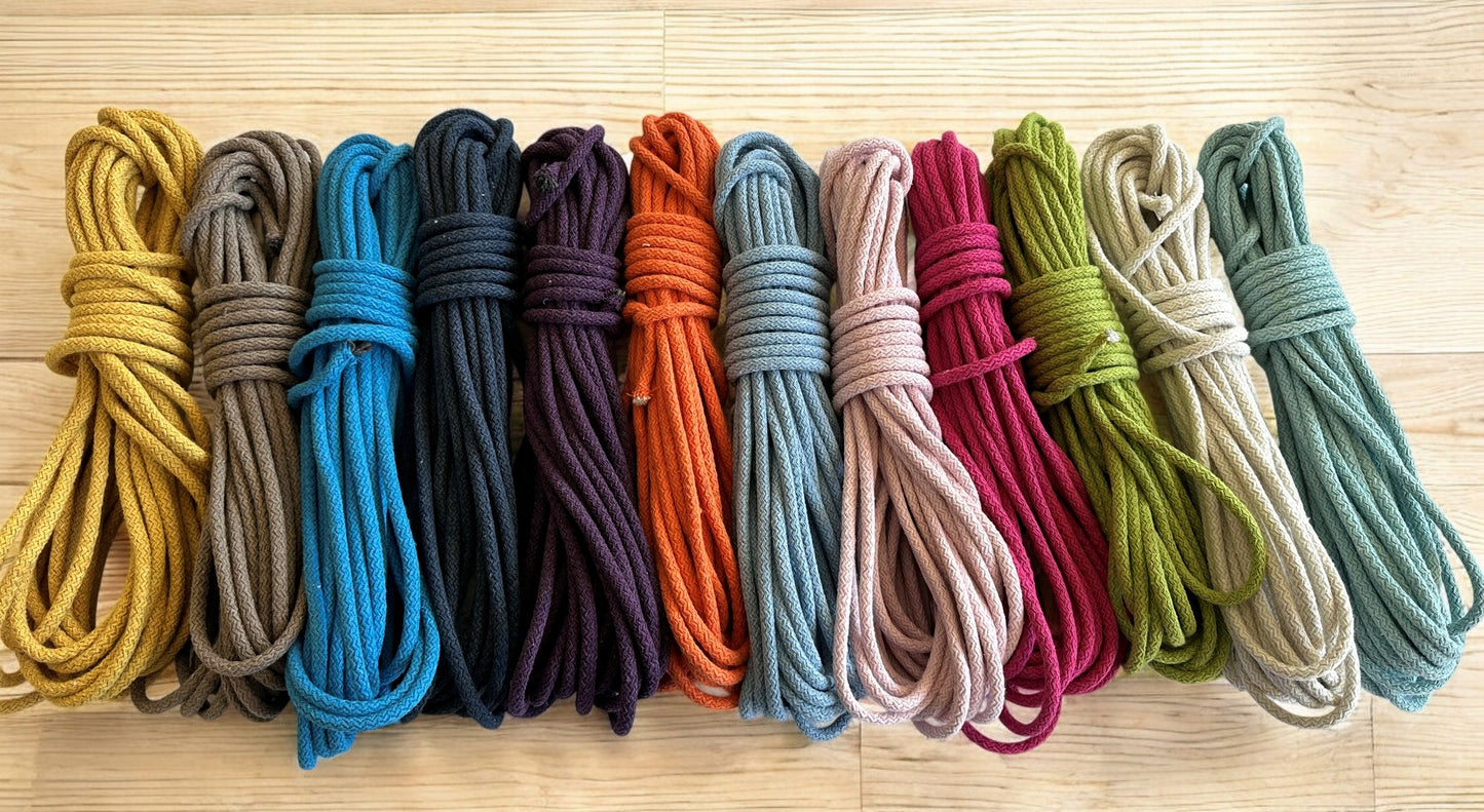 Braided Cotton Rope for DIY - Colorful Rope by the Yard for Baskets, Bowls, and Sewing Projects