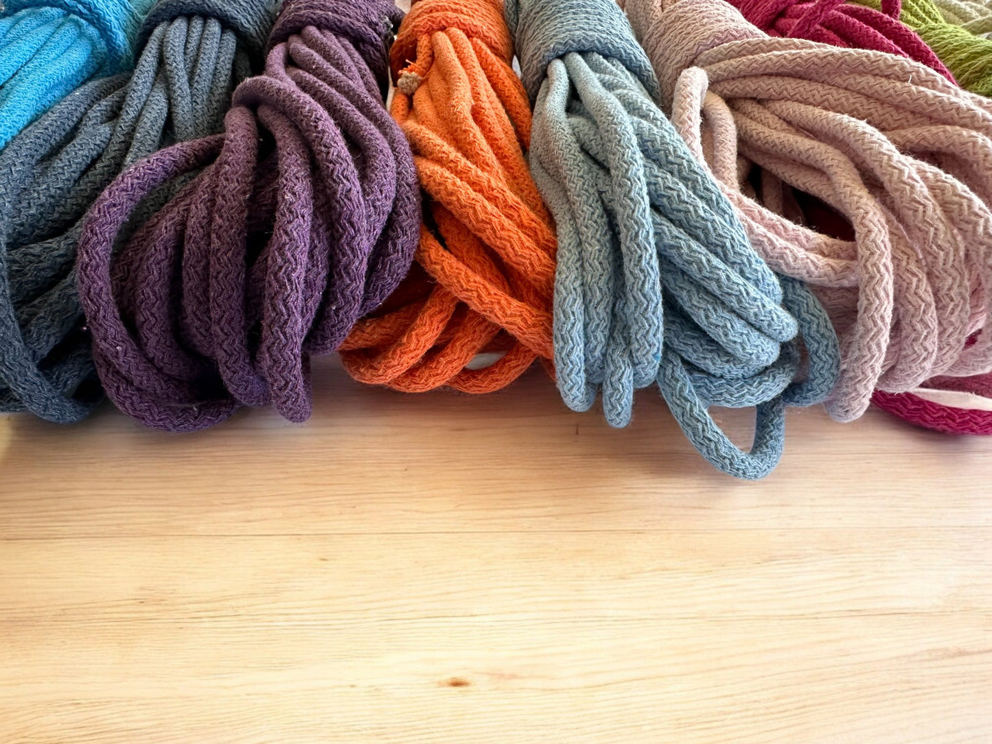 Braided Cotton Rope for DIY - Colorful Rope by the Yard for Baskets, Bowls, and Sewing Projects
