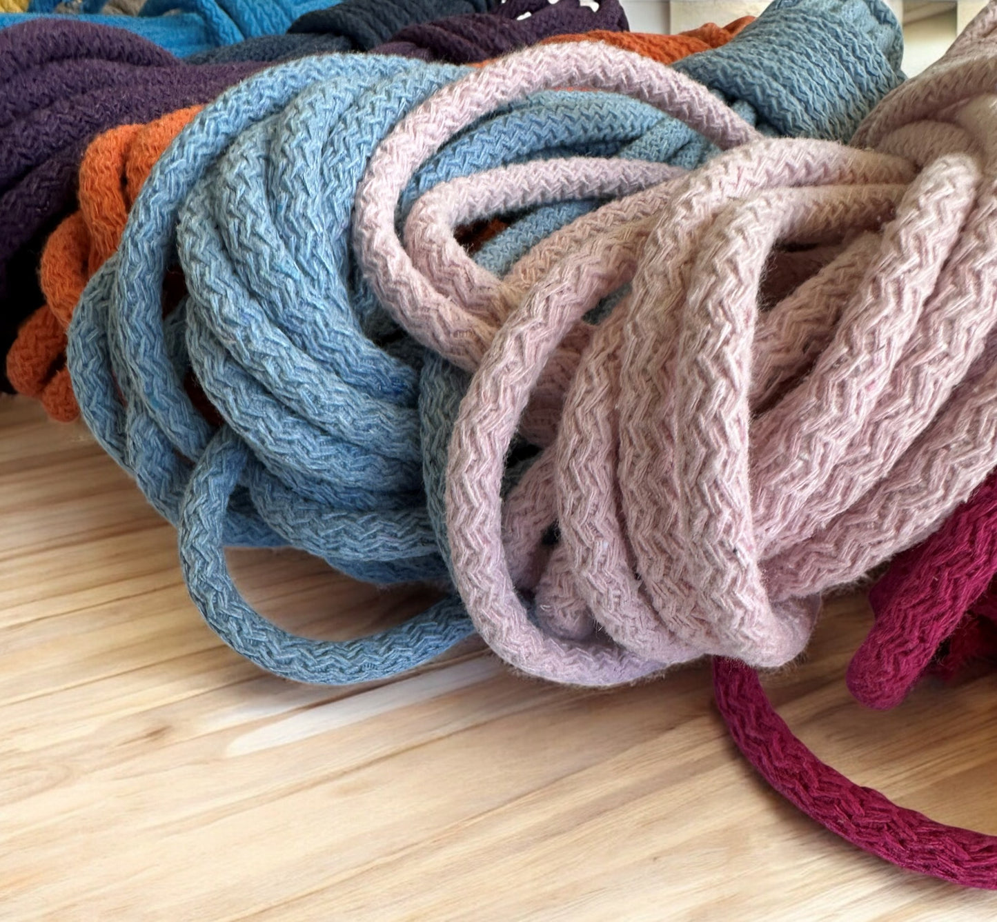 Braided Cotton Rope for DIY - Colorful Rope by the Yard for Baskets, Bowls, and Sewing Projects