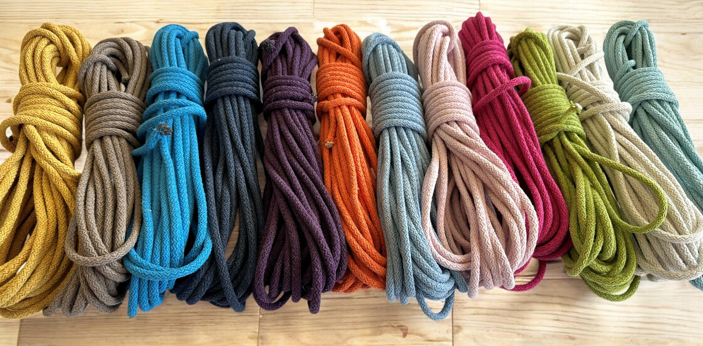 Braided Cotton Rope for DIY - Colorful Rope by the Yard for Baskets, Bowls, and Sewing Projects