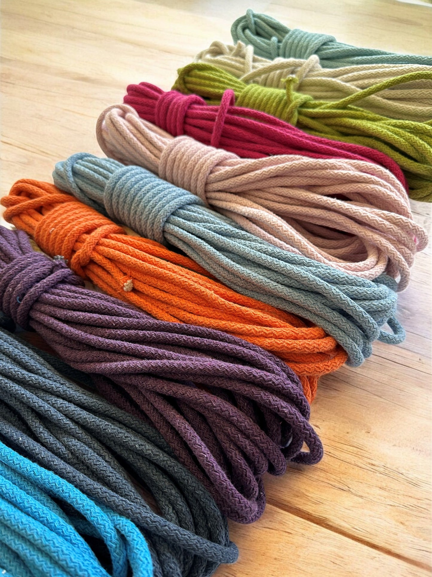 Braided Cotton Rope for DIY - Colorful Rope by the Yard for Baskets, Bowls, and Sewing Projects