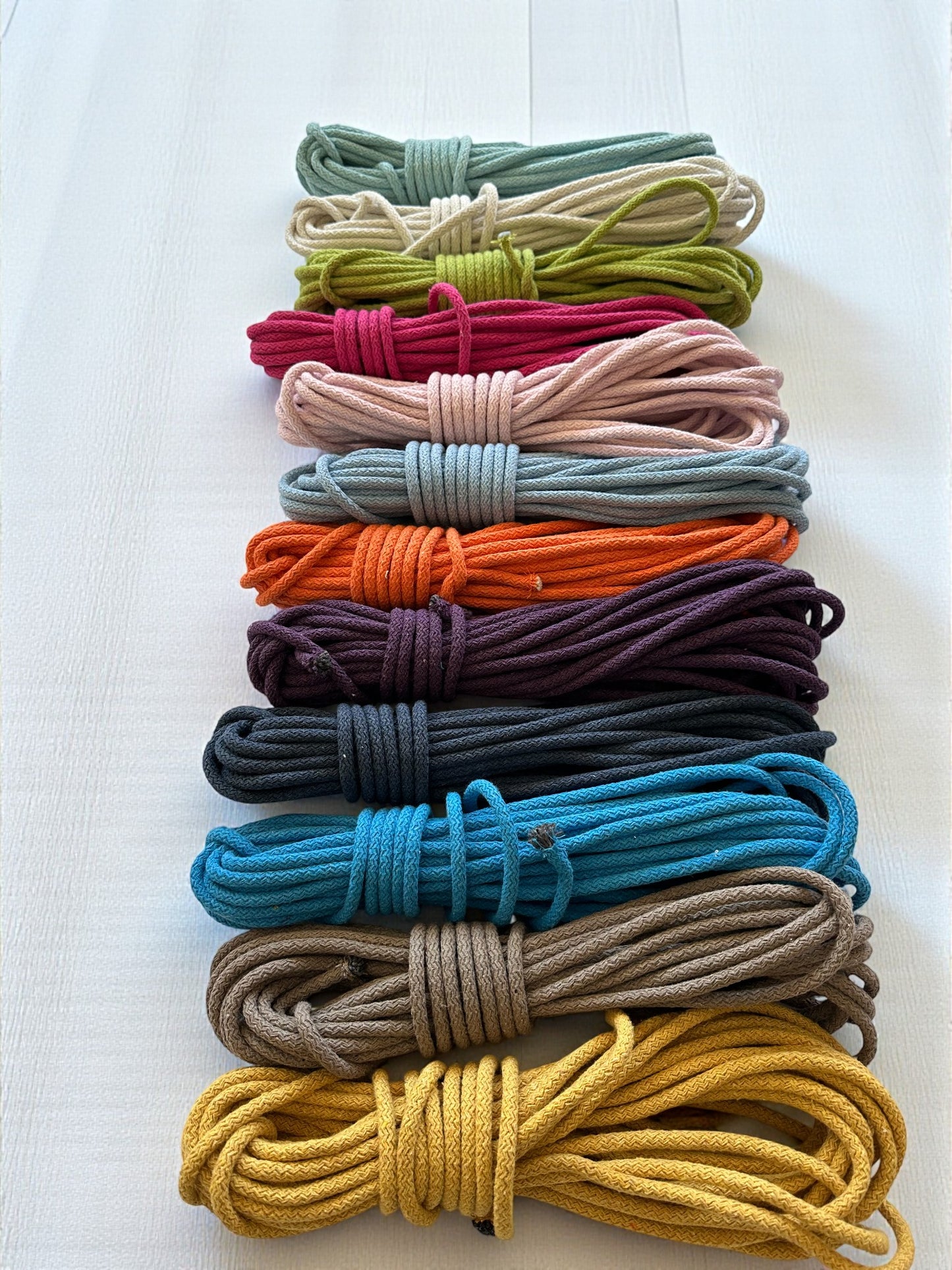 Braided Cotton Rope for DIY - Colorful Rope by the Yard for Baskets, Bowls, and Sewing Projects
