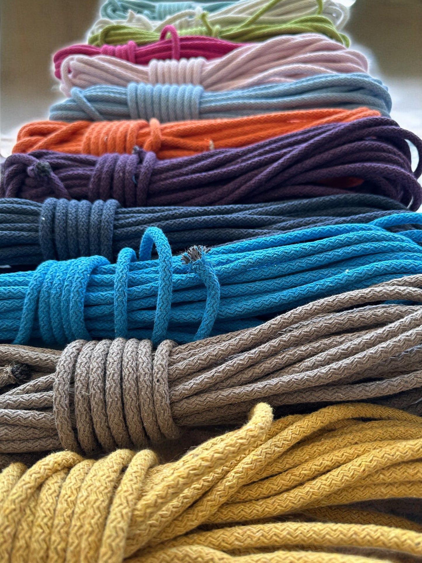 Braided Cotton Rope for DIY - Colorful Rope by the Yard for Baskets, Bowls, and Sewing Projects