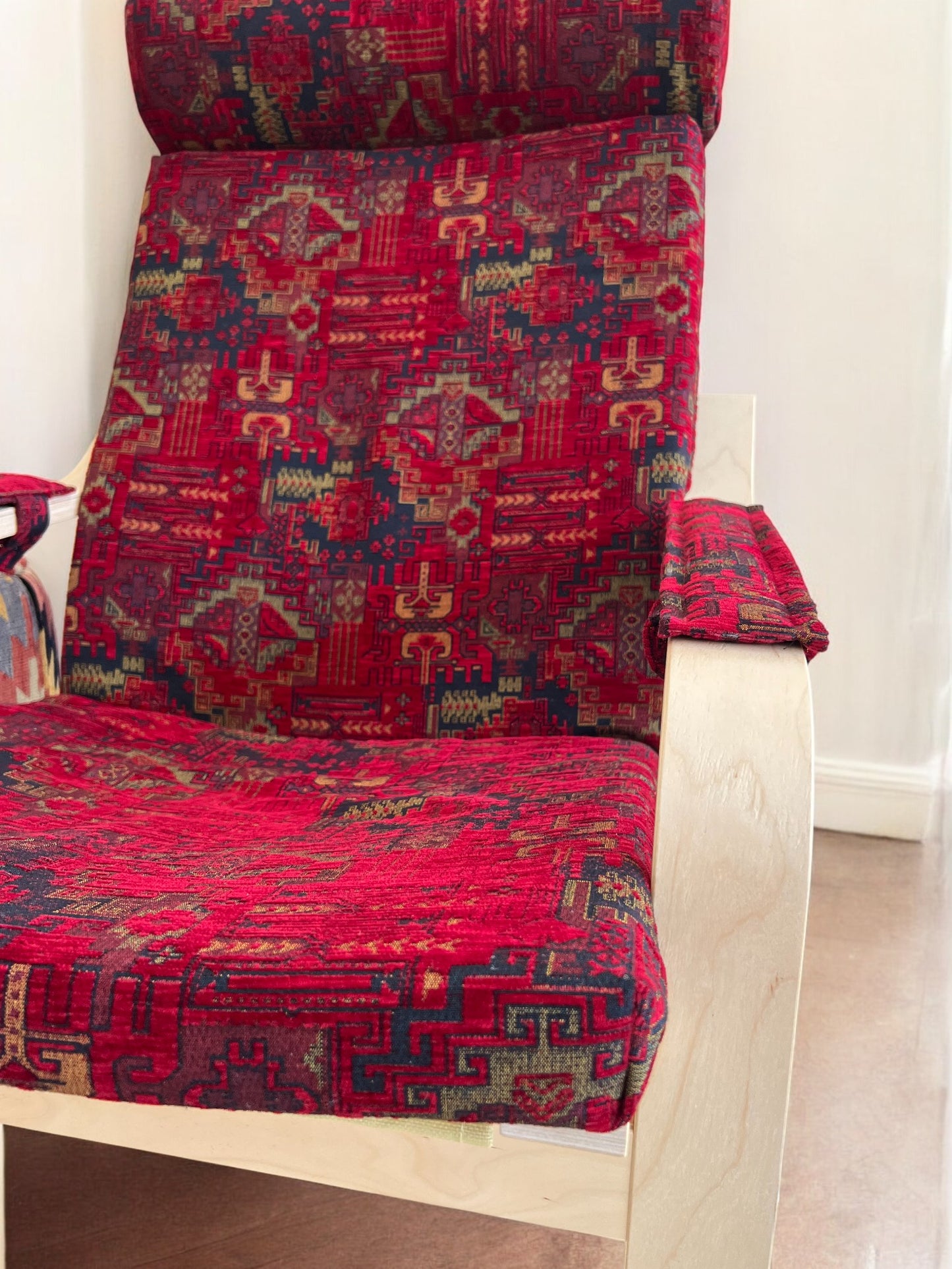 Kilim Designed Poang Armchair Slipcover with Footstool & Armrest Pads - Ethnic Pattern Seat Cover for Ikea Poäng