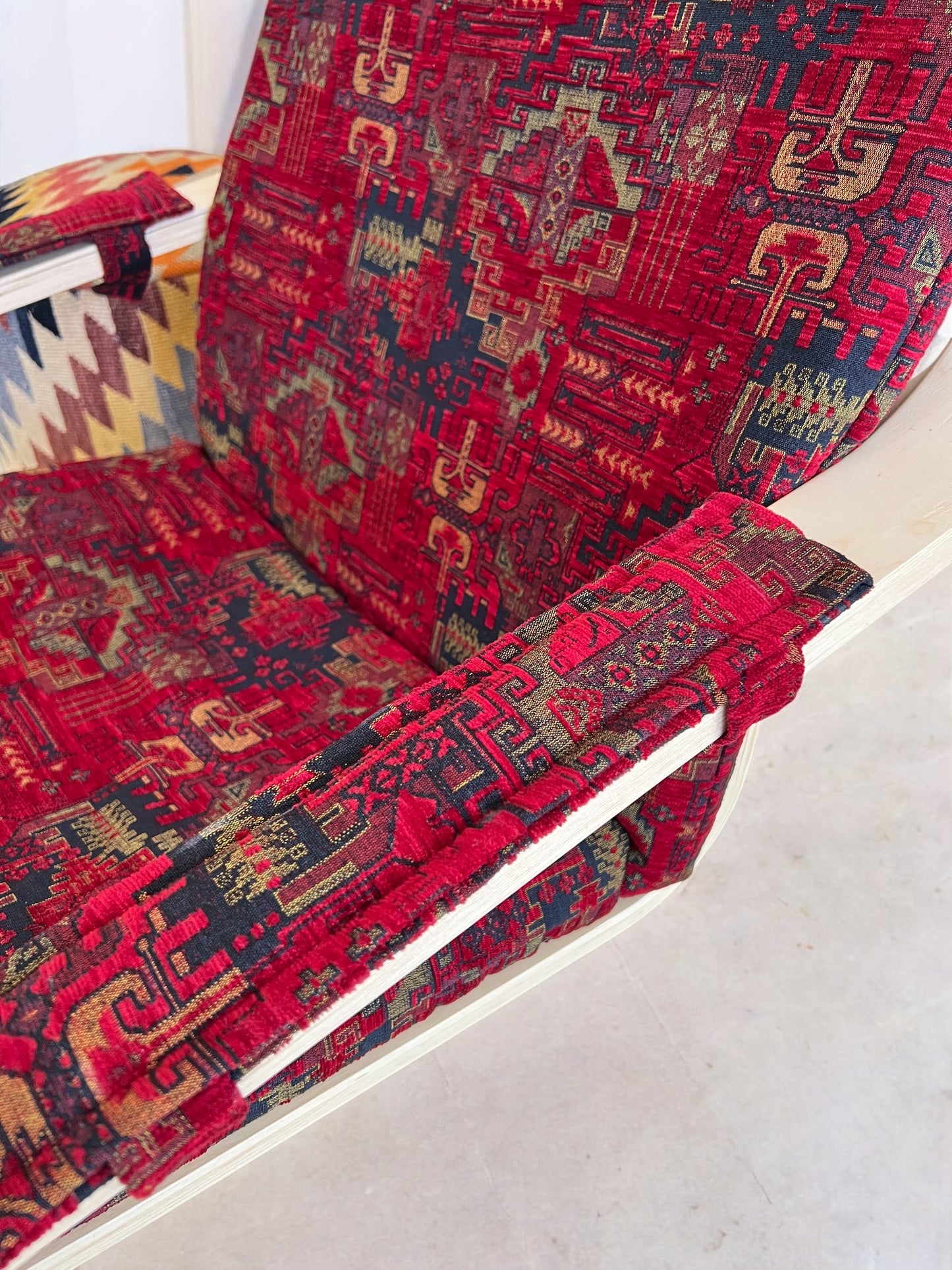 Kilim Designed Poang Armchair Slipcover with Footstool & Armrest Pads - Ethnic Pattern Seat Cover for Ikea Poäng