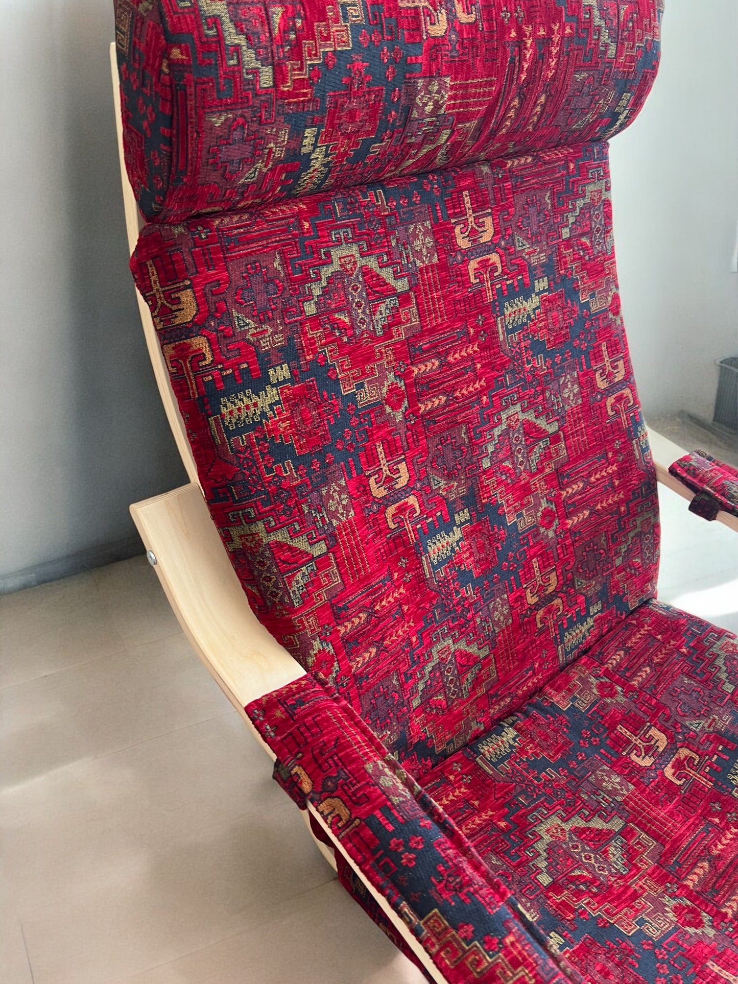 Kilim Designed Poang Armchair Slipcover with Footstool & Armrest Pads - Ethnic Pattern Seat Cover for Ikea Poäng