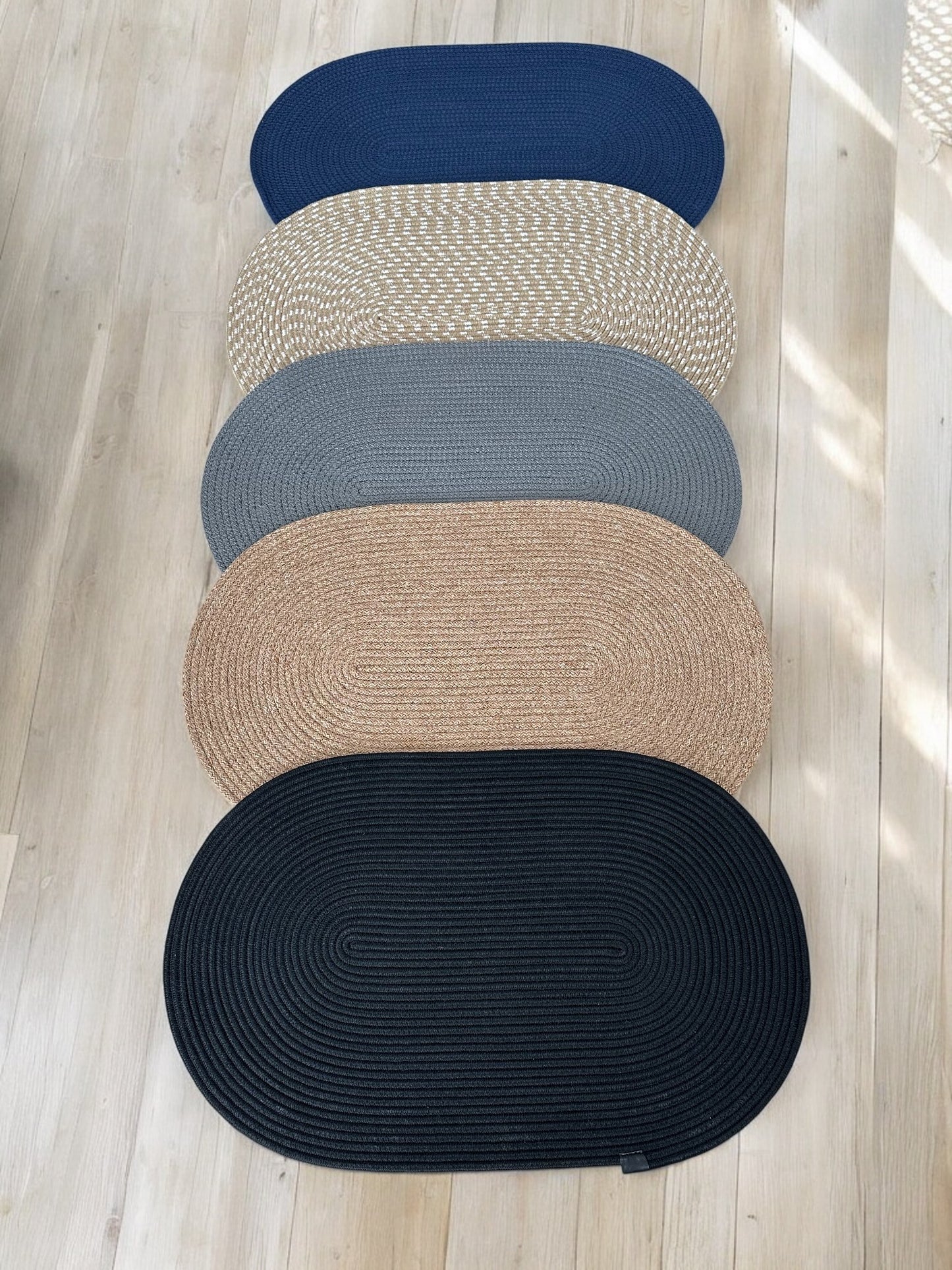 Custom Made Oval Rope Doormat - Jute, Double-Sided Front Door Mat, Colorful Indoor Rug