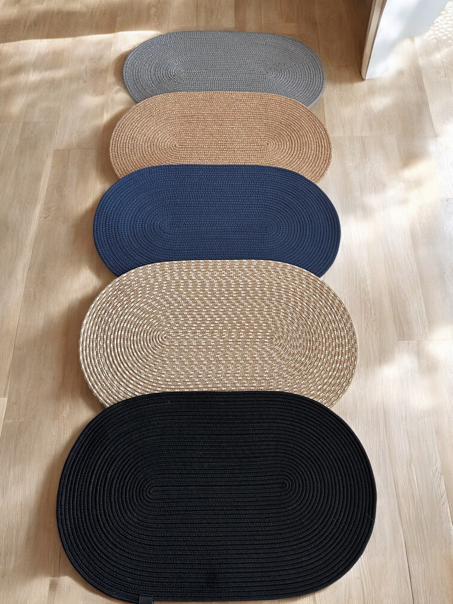 Custom Made Oval Rope Doormat - Jute, Double-Sided Front Door Mat, Colorful Indoor Rug