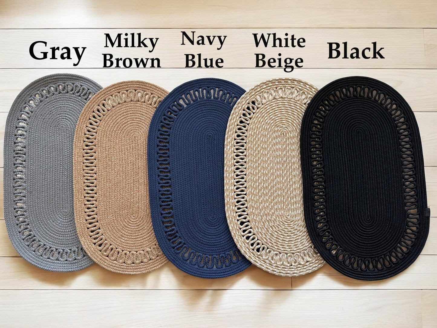 Custom Size Oval Rope Doormat - Jute, Double-Sided Indoor Mat, Colorful Rug for Entryway