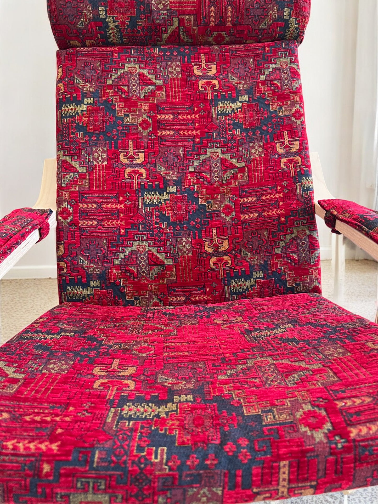 Kilim Designed Poang Armchair Slipcover with Footstool & Armrest Pads - Ethnic Pattern Seat Cover for Ikea Poäng