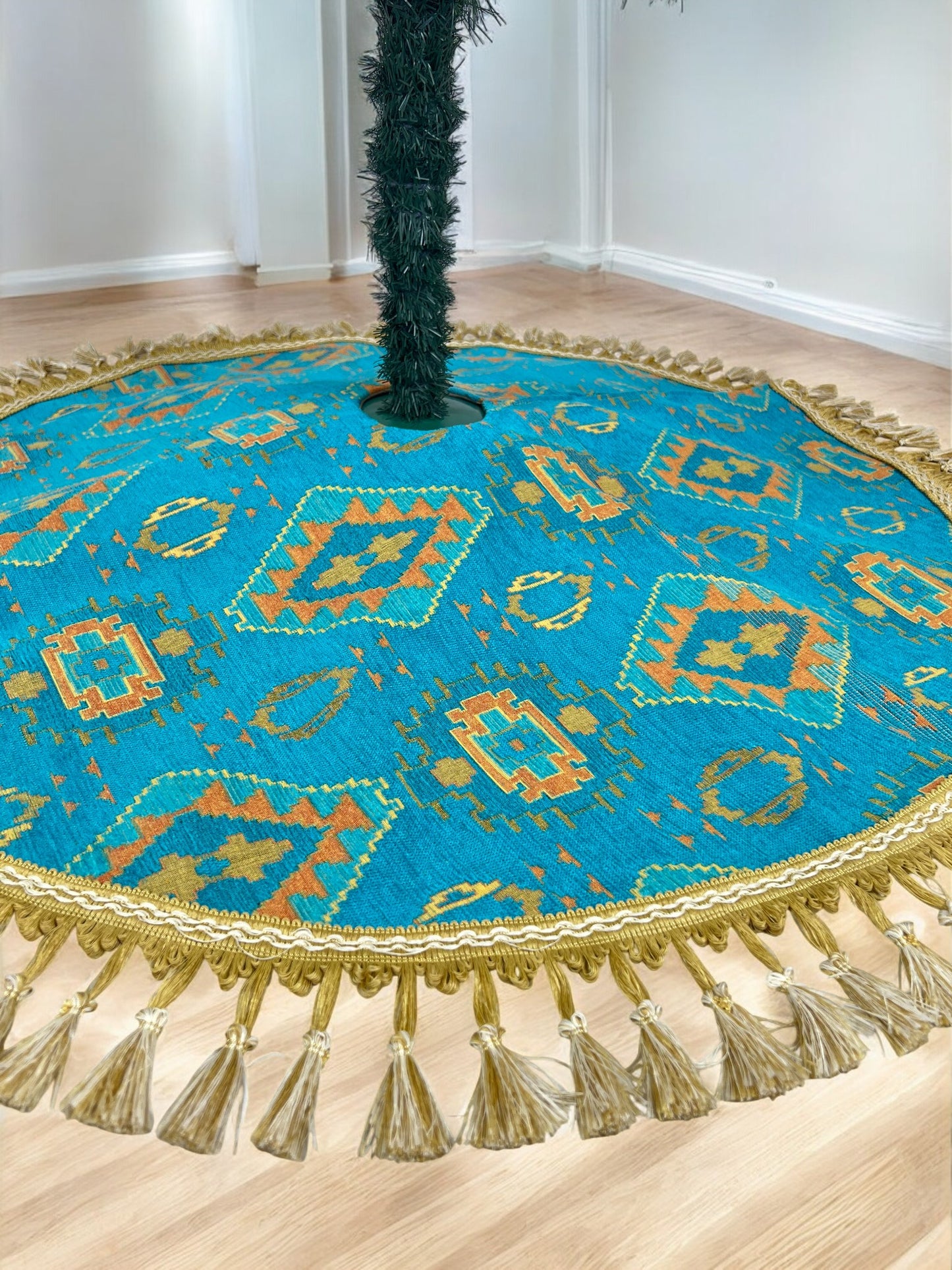 Kilim Design Christmas Tree Skirt | Custom Xmas Tree Skirt | Holiday Decor | Christmas Ornaments & Gifts